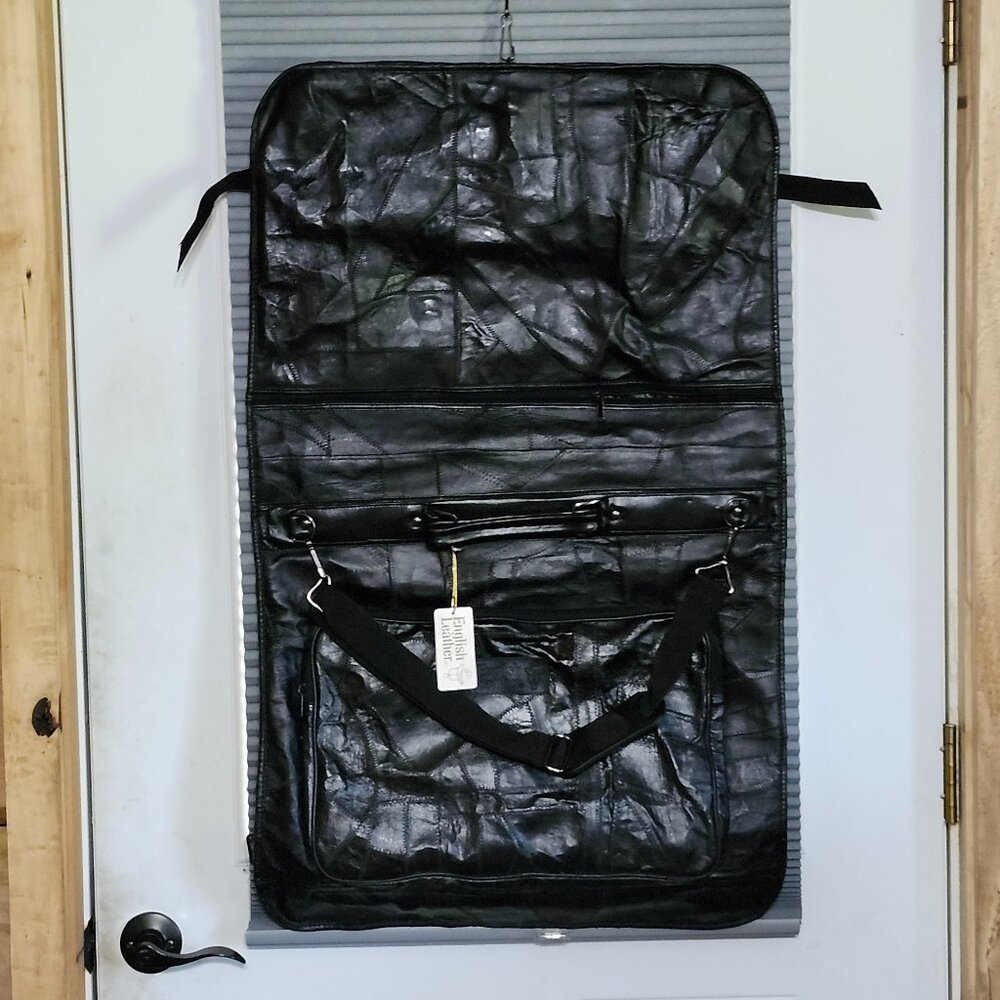 Vintage English Leather bi fold garment bag. NEW